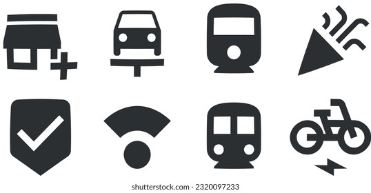 Set of 8 icons Maps. Vector illustration of thin line icons. Set Quality icon. Linear icons set. Big UI icon set. Vector illustration