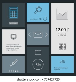 Set Of 8 Instruments Outline Icons Set.Collection Of Whiteboard, File Folder, Calculator And Other Elements.