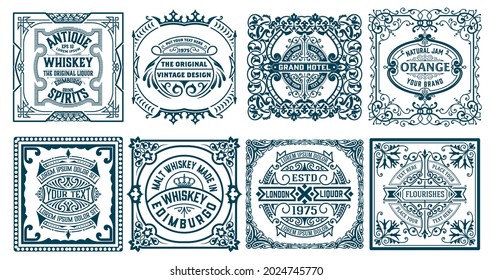 Set of 8 labels. Western style