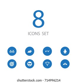 Set Of 8 Lifestyle Icons Set.Collection Of Peak, Dart, Smile And Other Elements.
