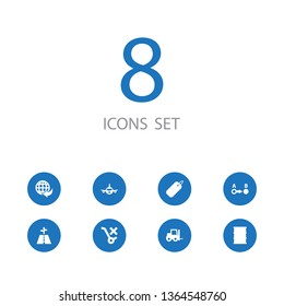 Set of 8 logistic icons set. Collection of forbidden, trip, liquid and other elements.