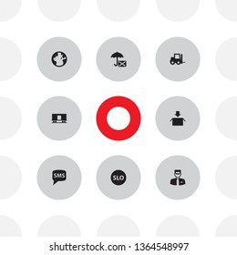 Set of 8 logistic icons set. Collection of security, earth, sms and other elements.