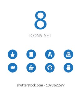 Set of 8 logistic icons set. Collection of packaging, employee, earth and other elements.