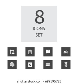 Set Of 8 Logistic Icons Set.Collection Of Dollar, Cargo, Scooter And Other Elements.