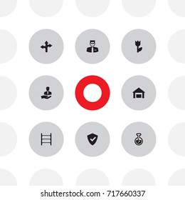 Set Of 8 Logistic Icons Set.Collection Of Client, Ladder, Protected And Other Elements.