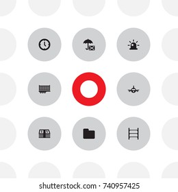 Set Of 8 Logistic Icons Set.Collection Of Folder, Ladder, Clock And Other Elements.