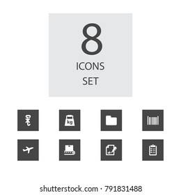 Set Of 8 Logistic Icons Set.Collection Of Conveyor, Forbidden, Contract And Other Elements.