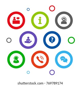 Set Of 8 Maintenance Icons Set.Collection Of Info, Speaker, Technical And Other Elements.