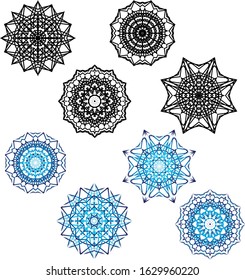 Set of 8 mandala vector patterns