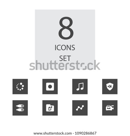 Set of 8 media icons set. Collection of safe, rating, rca and other elements.