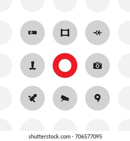 Set Of 8 Multimedia Icons Set.Collection Of Presentation, Communication, Game And Other Elements.