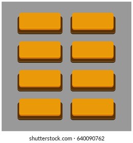 Set of 8 Orange Color Buttons on Grey Background