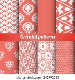 Set of 8 oriental patterns vector