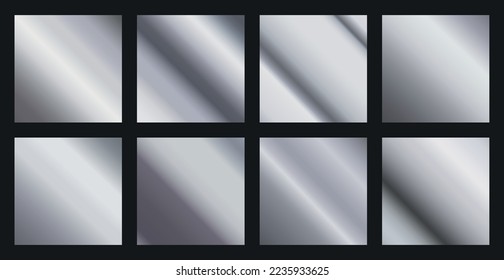 Set of 8 pcs. aluminum backgrounds texture - Vector illustration