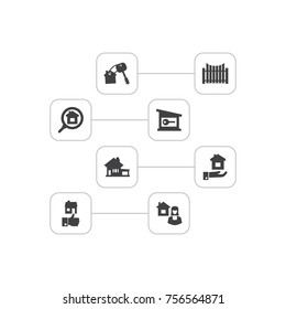Set Of 8 Property Icons Set.Collection Of Real Estate Agent, Barrier, Lock And Other Elements.