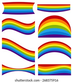 Set of 8 Rainbow Colored Abstract Shapes with Different Distortions