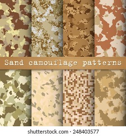 Set of 8 sand camouflage patterns vector