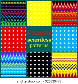 Set of 8 seamless ethnic textile patterns. Backgrounds & textures shop.