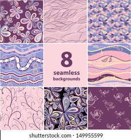 set of 8 seamless fantasy backgrounds