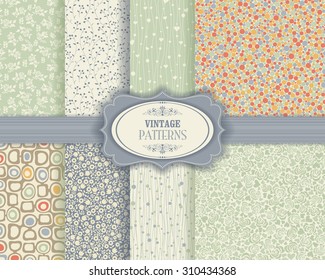 Set of 8 seamless pattern in floral