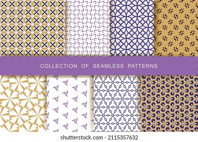 Set of 8 Seamless Patterns. Vector illustration. Textile printing