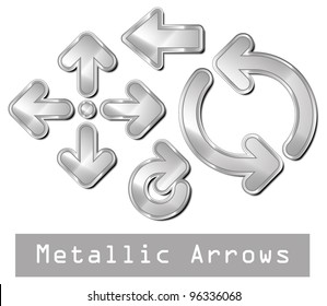 A set of 8 shiny metallic arrows. Light Chrome.