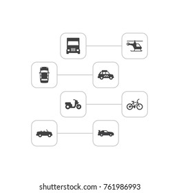 Set Of 8 Shipping Icons Set.Collection Of Copter, Coupe, Panorama And Other Elements.