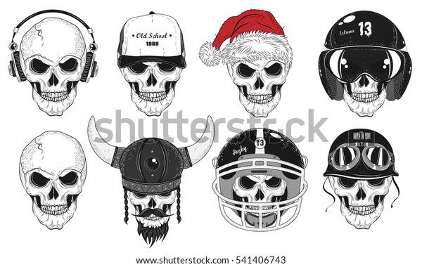 Set 8 Skulls Vector Illustration Vetor Stock Livre De Direitos 541406743 Shutterstock 8218