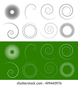 Set of 8 spiral, swirl shapes
