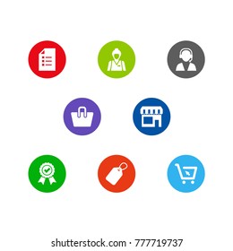 Set Of 8 Store Icons Set.Collection Of Label, Market, Reminder And Other Elements.