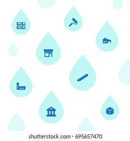 Set Of 8 Structure Icons Set.Collection Of Store, Cube, Ladder And Other Elements.