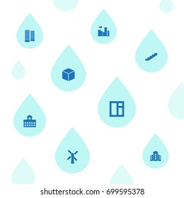 Set Of 8 Structure Icons Set.Collection Of Farm Mill, Office, Urban Estate And Other Elements.