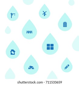 Set Of 8 Structure Icons Set.Collection Of Farm Mill, Technology, Tent And Other Elements.