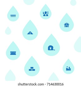Set Of 8 Structure Icons Set.Collection Of Brickwork, Farm, Aztec Pyramid And Other Elements.