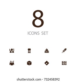 Set Of 8 Structure Icons Set.Collection Of Designer, In Developing, Panel House And Other Elements.