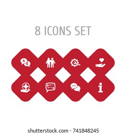 Set Of 8 Support Icons Set.Collection Of Translate, Gear, Support And Other Elements.