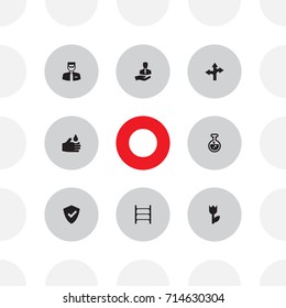 Set Of 8 Systematization Icons Set.Collection Of Protected, Guidepost, Flower And Other Elements.