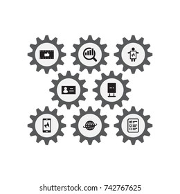 Set Of 8 Trade Icons Set.Collection Of Market, Like, World And Other Elements.