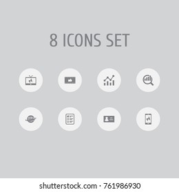 Set Of 8 Trade Icons Set.Collection Of Application, Market, Id And Other Elements.