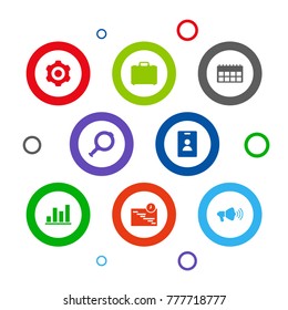 Set Of 8 Trade Icons Set.Collection Of Suitcase, Data, Diagram And Other Elements.