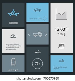 Set Of 8 Transport Outline Icons Set.Collection Of Airplane, Moped, Taxi And Other Elements.