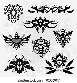 Set of 8 tribal polynesian designs and elements