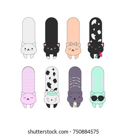Set of 8 vector cats with funny faces, perfect for stickers, patches, bookmarks, etc.