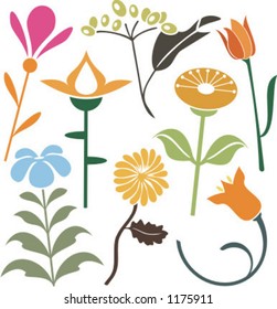 A set of 8 vector floral design elements.