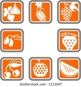 A set of 8 vector icons of fruits.