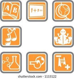A set of 8 vector icons of school objects.