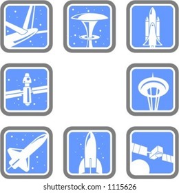 A set of 8 vector icons of space objects.