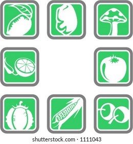 A set of 8 vector icons of vegetables.