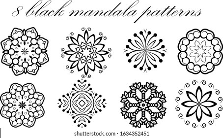 Set of 8 vector mandala patterns