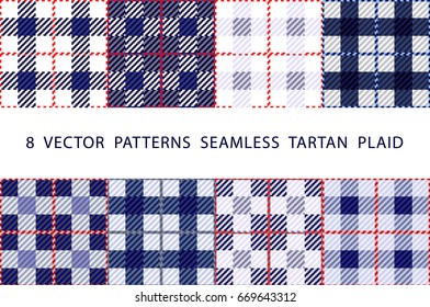 set 8  VECTOR  PATTERNS  SEAMLESS  TARTAN  PLAID blue art